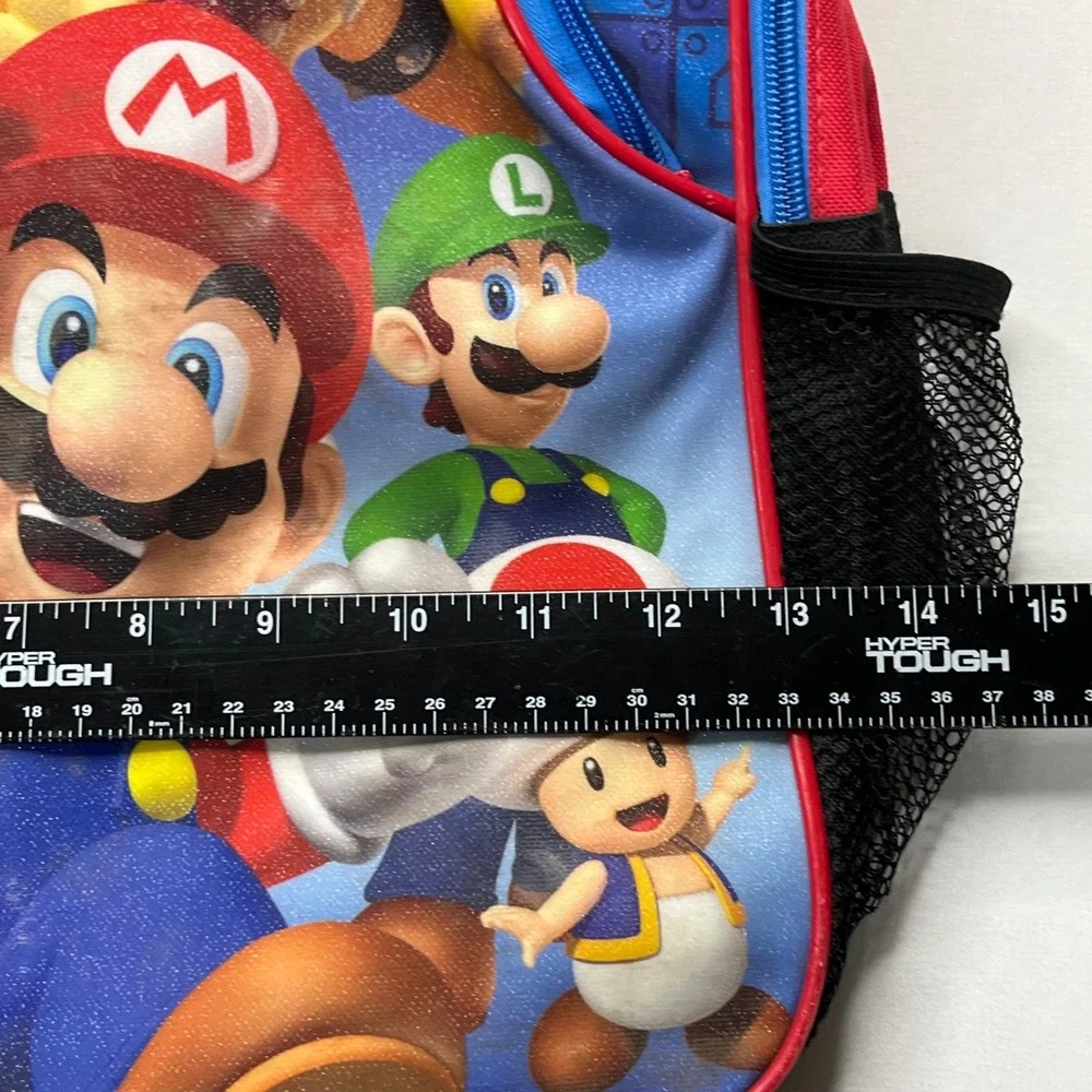 Nintendo Super Mario Backpack Kids Blue Red Polyester Graphic School Bag 16 inch